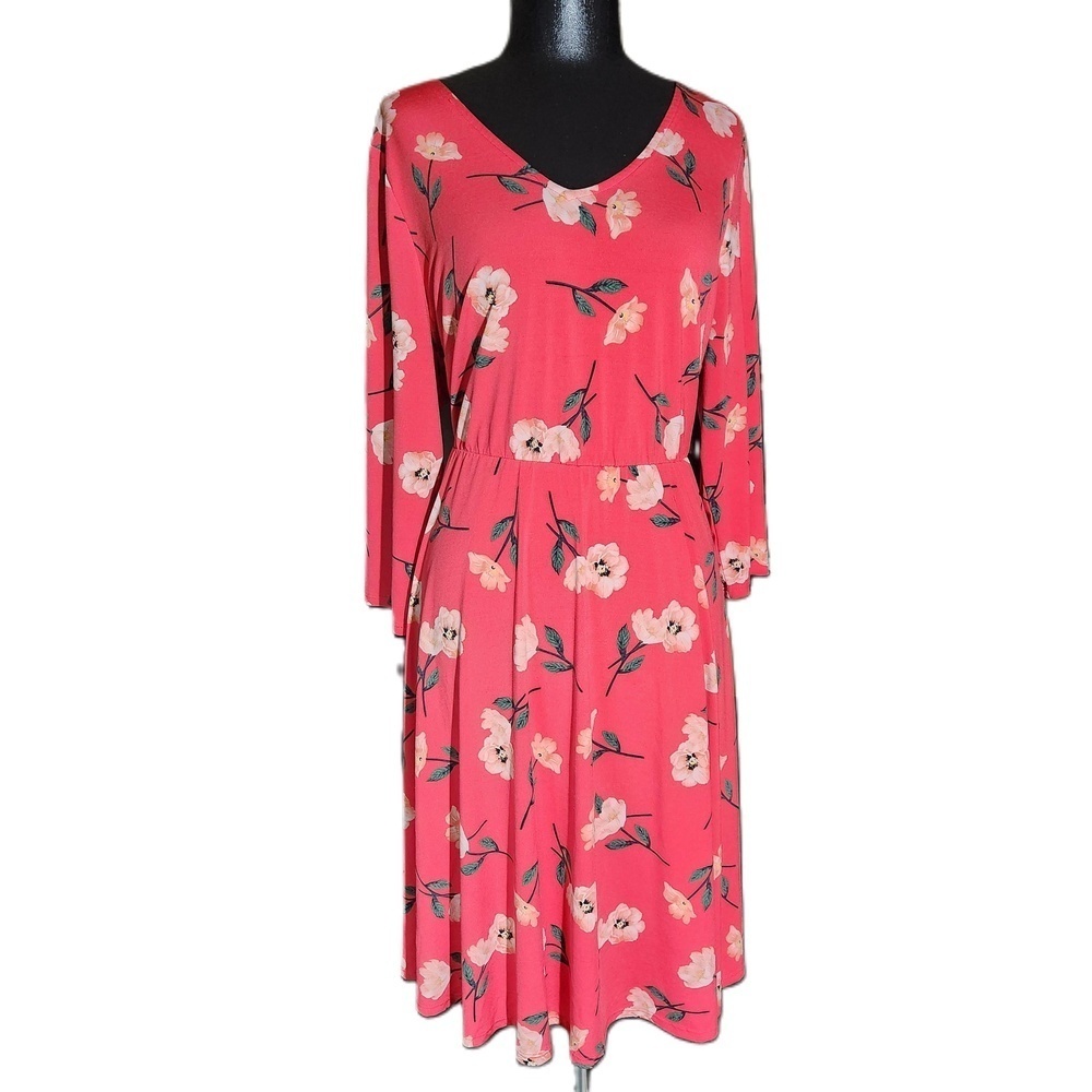 Torrid Womens Pink Floral A Line Dress Long Sleeve Size 2